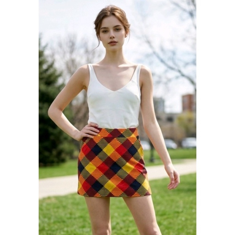 Loudmouth SZ 2 Bright Colorful Mini Golf Stretch Skort W/Pockets Side Zip Retro
